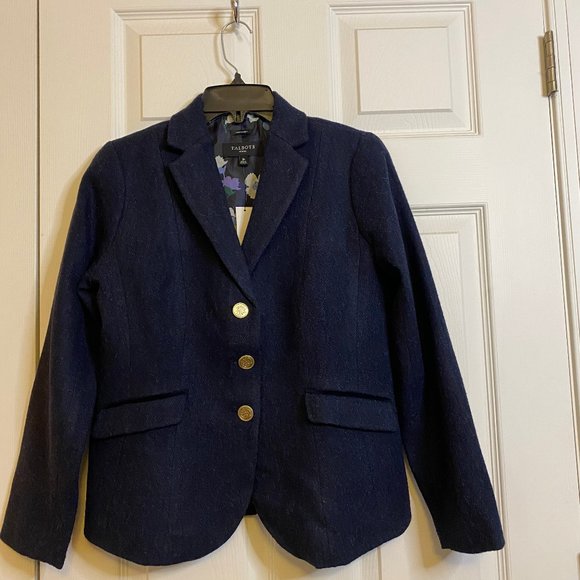 Talbots Navy Shetland Wool-Blend Blazer 2P - Picture 1 of 5
